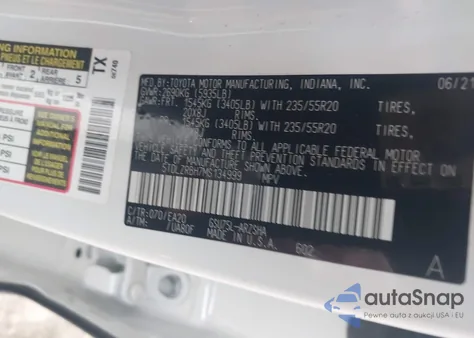 2021 Toyota Highlander Xse from USA, damaged, VIN 5TDLZRBH7MS134999